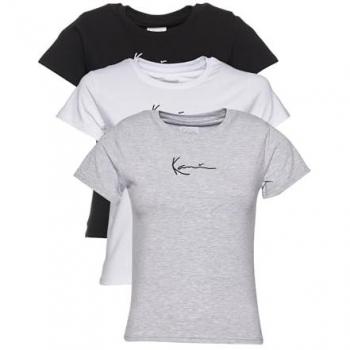 T-Shirt KARL KANI Damen Small Signature 3-Pack Essential Tight Tee, Herren, Gr. XXS, schwarz-weiß (weiß, schwarz, grau)