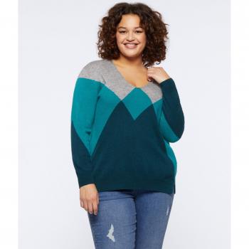Jersey de rombos para mujer con cuello de pico Fiorella Rubino