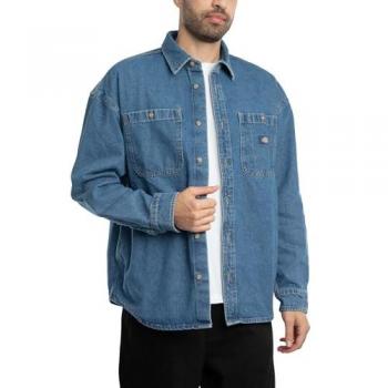Camicia Uomo Dickies Houston A Maniche Lunghe Blu Classico XL