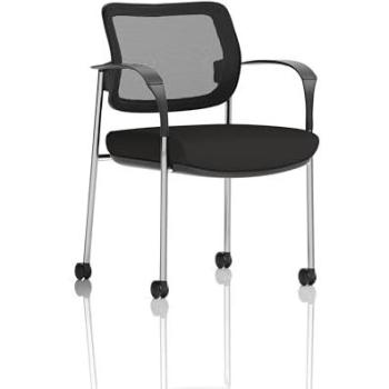 Mesh-Back Deluxe Chair with Chrome Arms & Castors – Black Seating