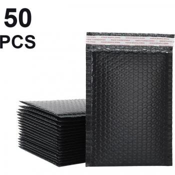 Sobres acolchados de burbujas para correo negro, 50 Uds, varios tamaños