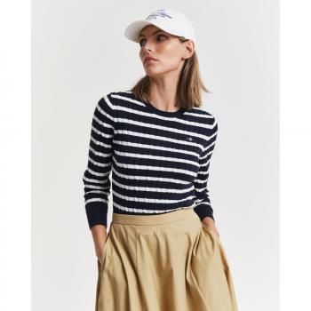 Gant Rundhalspullover »STRETCH COTTON MIT ZOPFMUSTER«