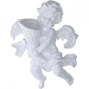 Portavaso murale Angelo in resina bianco 40x32x15 cm