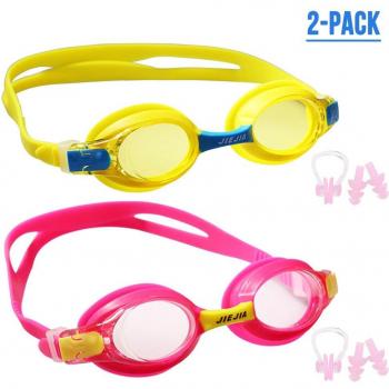 2 Pack Kids Swim Goggles Anti-Fog UV Protection for Ages 3-10