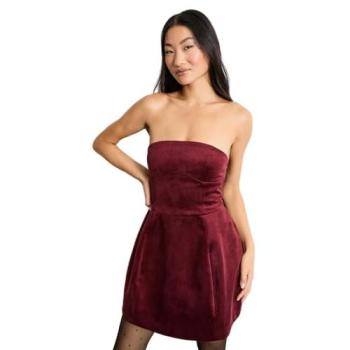 Burgundy Velvet Mini Bustier Dress – Women's Small Size 6