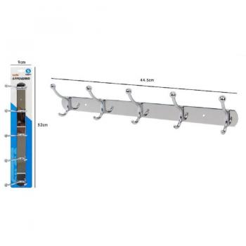 Appendino 5 Ganci Multiuso Cromo Lucido 44,5 cm