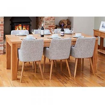Timberline Oak Extendable Dining Table, 6 Lightweight Grey Chairs – Baumhaus