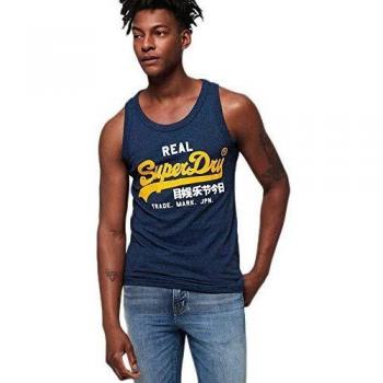 Superdry Magliette Uomo Vintage Logo Mid Weight, Navy Cobalt Grit, XS