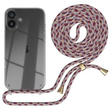 EAZY CASE Klare Kette für Apple iPhone 16 Plus – Rot mit Beige Akzent