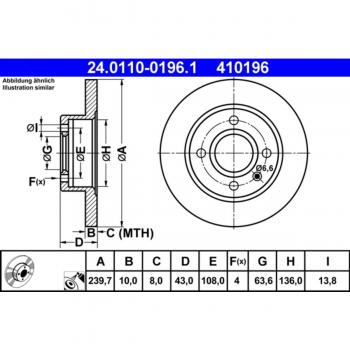 Vorderachse Bremsscheibe ATE 24.0110-0196.1