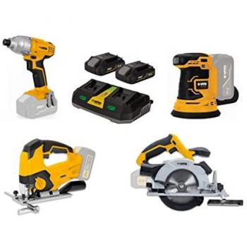 Ensemble 20 V VITO : 4 outils sans fil + 2 piles lithium 2 Ah + chargeur double