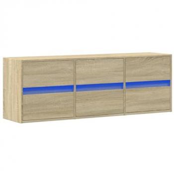 VidaXL Sonoma Oak TV Wall Cabinet with LED Lights 130x31x45 cm
