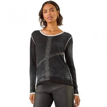 Pull noir à motifs Roman Roman