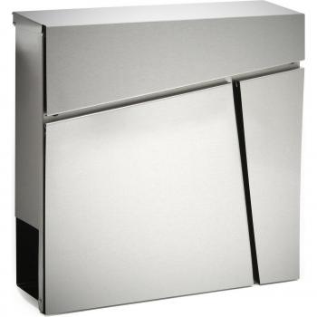 Boîte aux lettres contemporaine avec compartiment à journaux en inox argenté