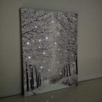 White Touch‑Operated Christmas Winter Avenue Fiber‑Optic Light‑Up Wall Canvas, 40 × 30 cm