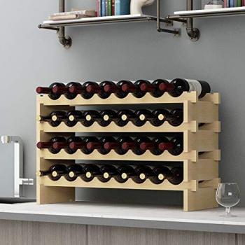 Solid Wooden 32-Bottle Wine Shelf – Soges Design
