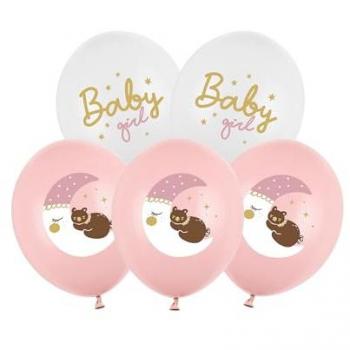 Partydeco Luftballons für Mädchen, 6er Pack in Weiss/Pink