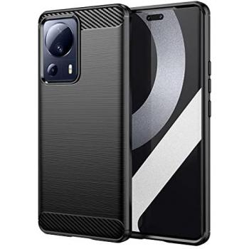 Funda de Silicona Negra para Xiaomi Mi 13 Lite Resistente a Golpes con Fibra de Carbono