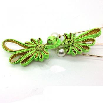 Broches di Moda Verde Menta e Dorato per Giacche, Camicie ed Abiti