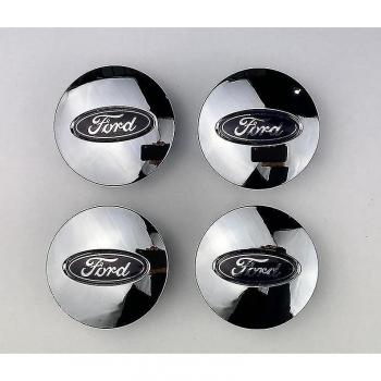 Badges de rueda Ford negro y cromo 65mm (paquete de 4)