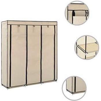 Armadio Crema 150x45x175 cm con Scomparti e Aste