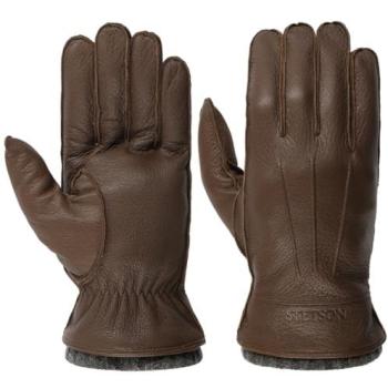 Brown‑Grey Deer Cashmere Leather Winter Gloves – 10 HS