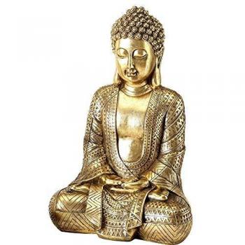 Buddha Figur aus Kunstharz in Gold