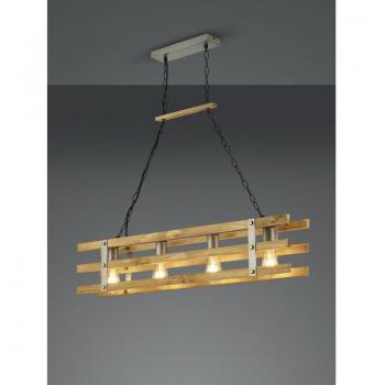 Lustre en Bois Style Rustique Khan 4 Lumières