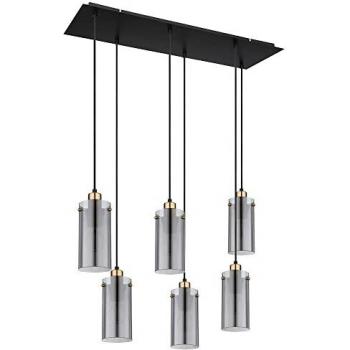 GLOBO LIGHTING Pendelleuchte, Leuchtmittel nicht inklusive, Hängelampe Pendelleuchte Wohnzimmerlampe Rauchglas 4 flammig H 120 cm