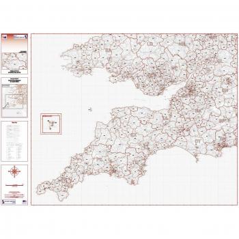 Postcode District 7 South West/South Wales Map – Greyscale Foldout