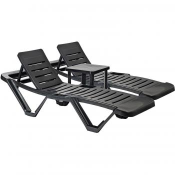 Master Garden Sun Loungers Set with Side Table