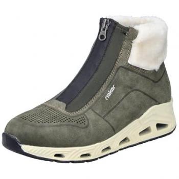 Rieker Schlupfboots Damen Sneaker mit Vorder-Reißverschluss Gr. 36 grün (khaki, weiß)