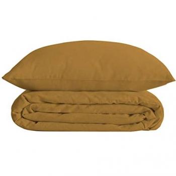 Parure de lit percale jaune ocre 240x220 cm Atmosphera