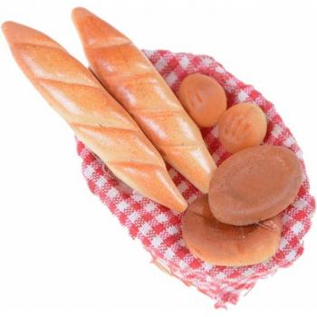 Pretend Play Miniature Bread Set with Basket