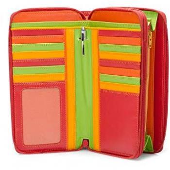Mywalit 18 cm Large Red Leather Zip Around Purse