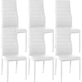Silla Moderna Sintética Blanca con Marco Negro CDS10297