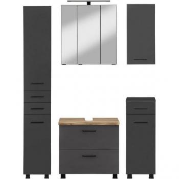 Welltime Badmöbel‑Set „Trento“ – 5‑teilige Badmöbel (Hängeschrank, Unter-, Hochsch