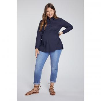 Blusa Bellieva in Cotone GOTS per Allattamento, Donna, Blu, Taglia 60/62