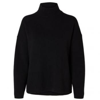 SELECTED FEMME Hochkragen-Strickpullover SLFCILLE schwarz Damen Größe M