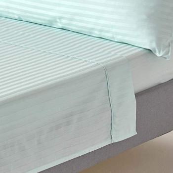 Blue Egyptian Cotton Satin Stripe Flat Sheet 330 TC