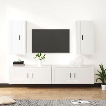 VidaXL 4 Piece TV Stand Set High Gloss White