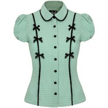 Blusa Donna Rockabilly Hell Bunny – Casey Green/Black, Size Large