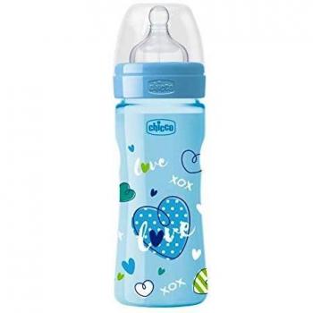 Biberon Silicona 250ml Azul Flujo Medio 2m+