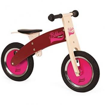 Draisienne en bois Bikloon Rose et Bordeaux Janod