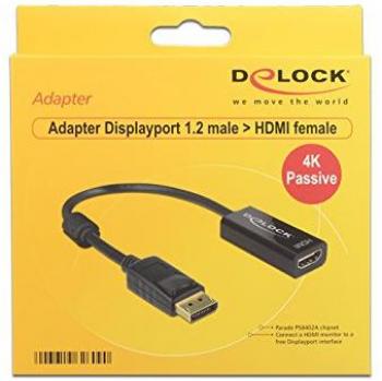 Delock DisplayPort / HDMI Cavo adattatore Spina DisplayPort, Presa HDMI-A 0.20 m Nero 62609