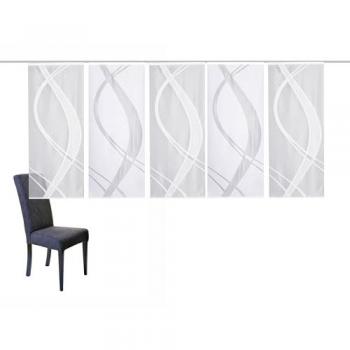 Schiebegardine Set TIBASO, halbtransparent, 5 Stück, weiß, 57x145 cm