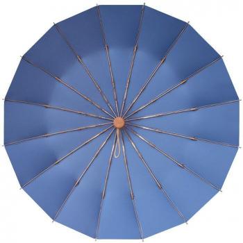 16K Solid Color Windproof Umbrella with Wooden Handle