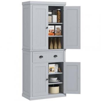 Armoire cuisine HOMCOM – rangements modulables, 4 portes + tiroir – 76,2 × 40,2 × 183 cm – couleur gris