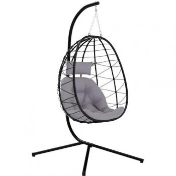 Columpio Acero OutSunny con Poliéster, Cama de Vuelo, Peso Máximo 120 kg – Gris