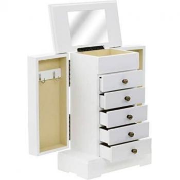 VidaXL Wooden Jewelry Case with Mirror